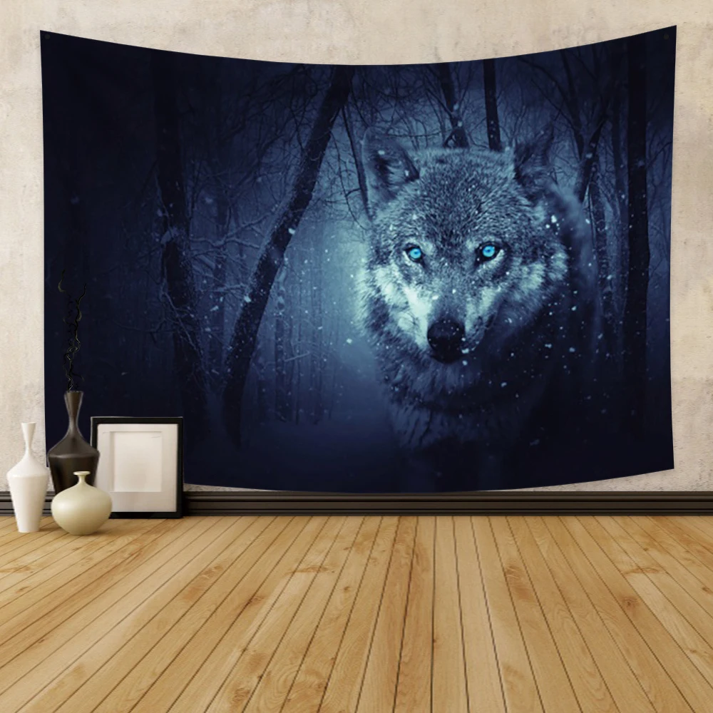 

Wolf King Wall Tapestry Fores Wolf Clan Hippie 100% Microfiber Material Dorm Decoration Bedroom Living Room Wall Decor