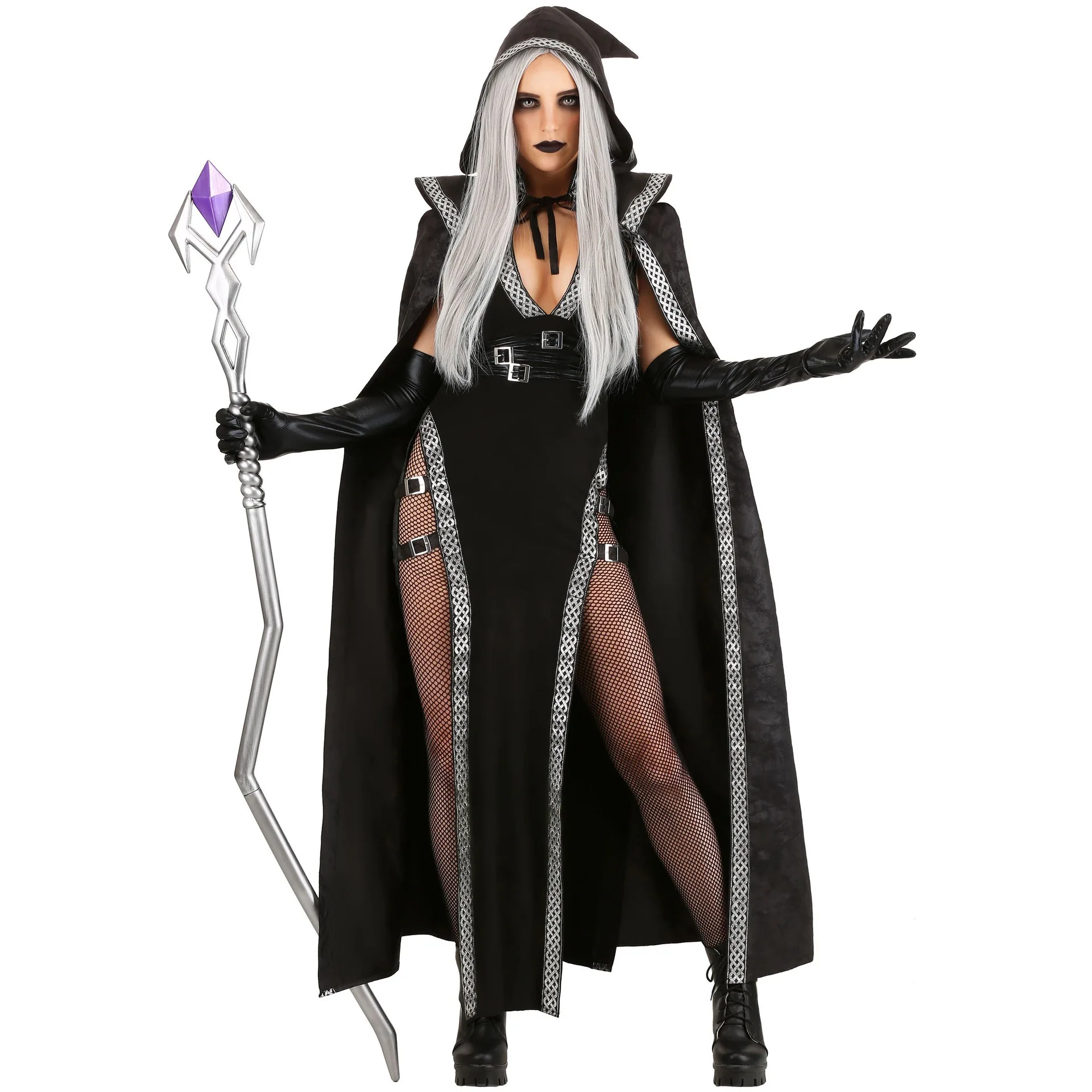 

Magic Witch Zombie Masquerade Cosplay Uniforms Dress Cloak Set Halloween Costumes for Women