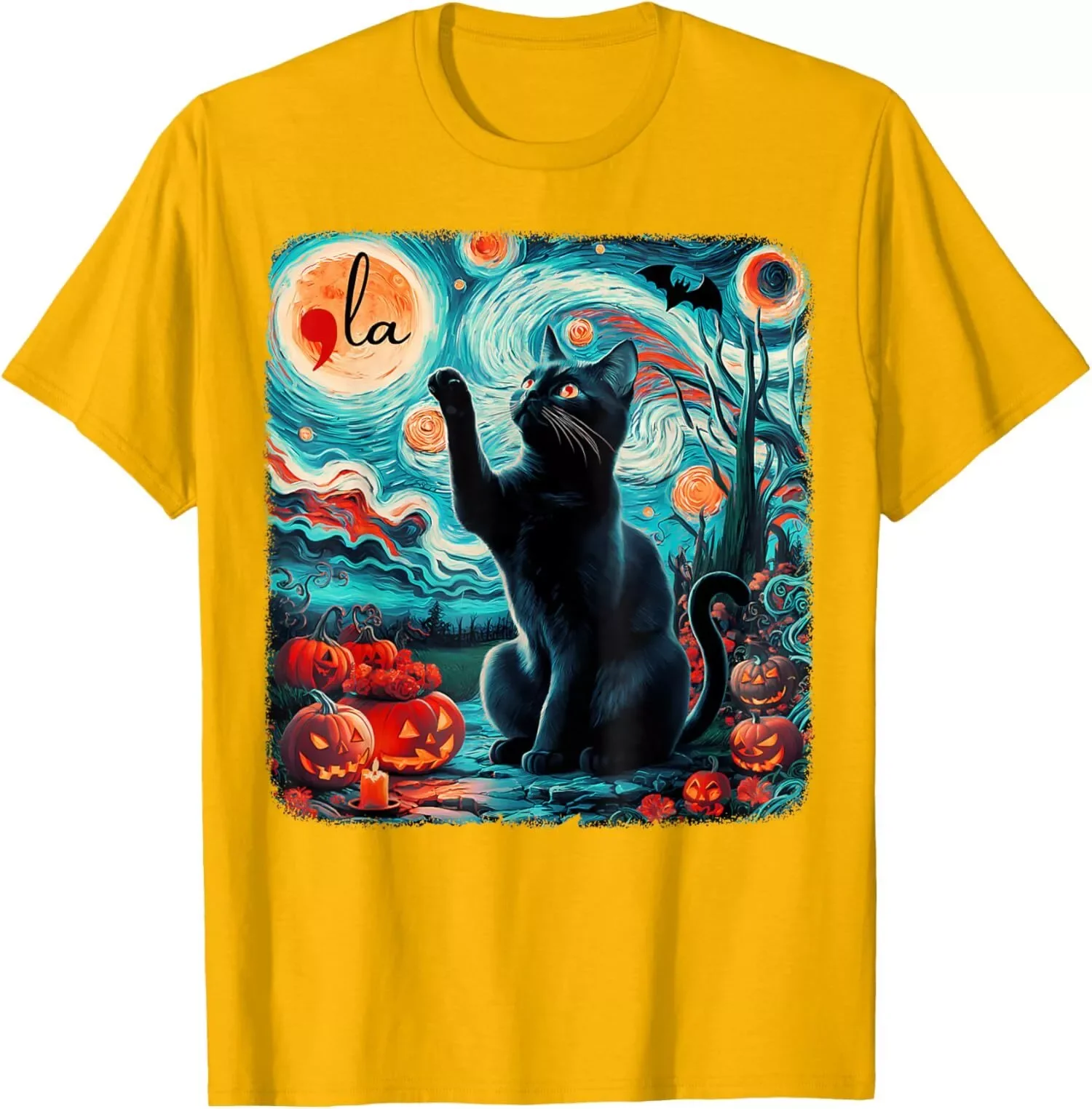 Футболка унисекс с коротким рукавом черная кошка комма ла Камала Харрис звездное