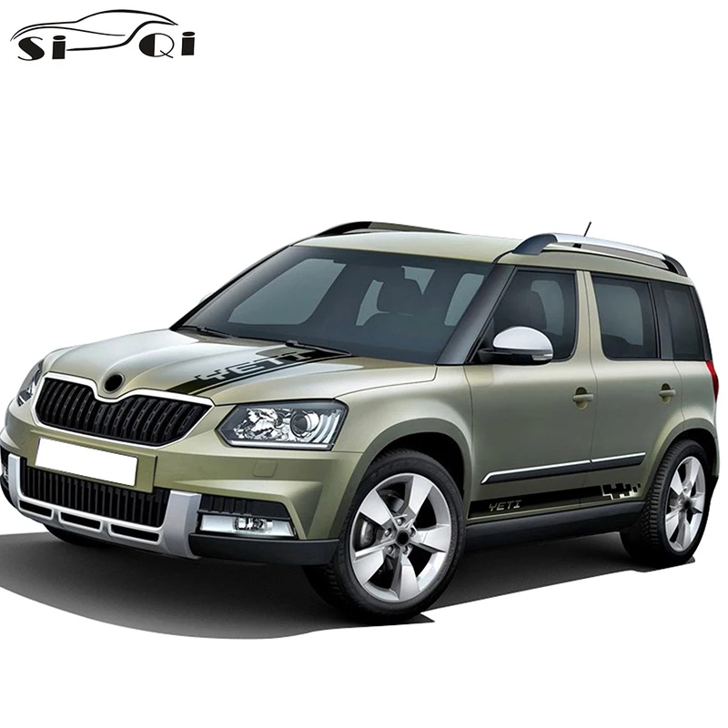 

Racing Sport Car Hood Decal Body Graphics Vinyl Side Stripes Skirt Sticker For Skoda Yeti Tuning Accessories