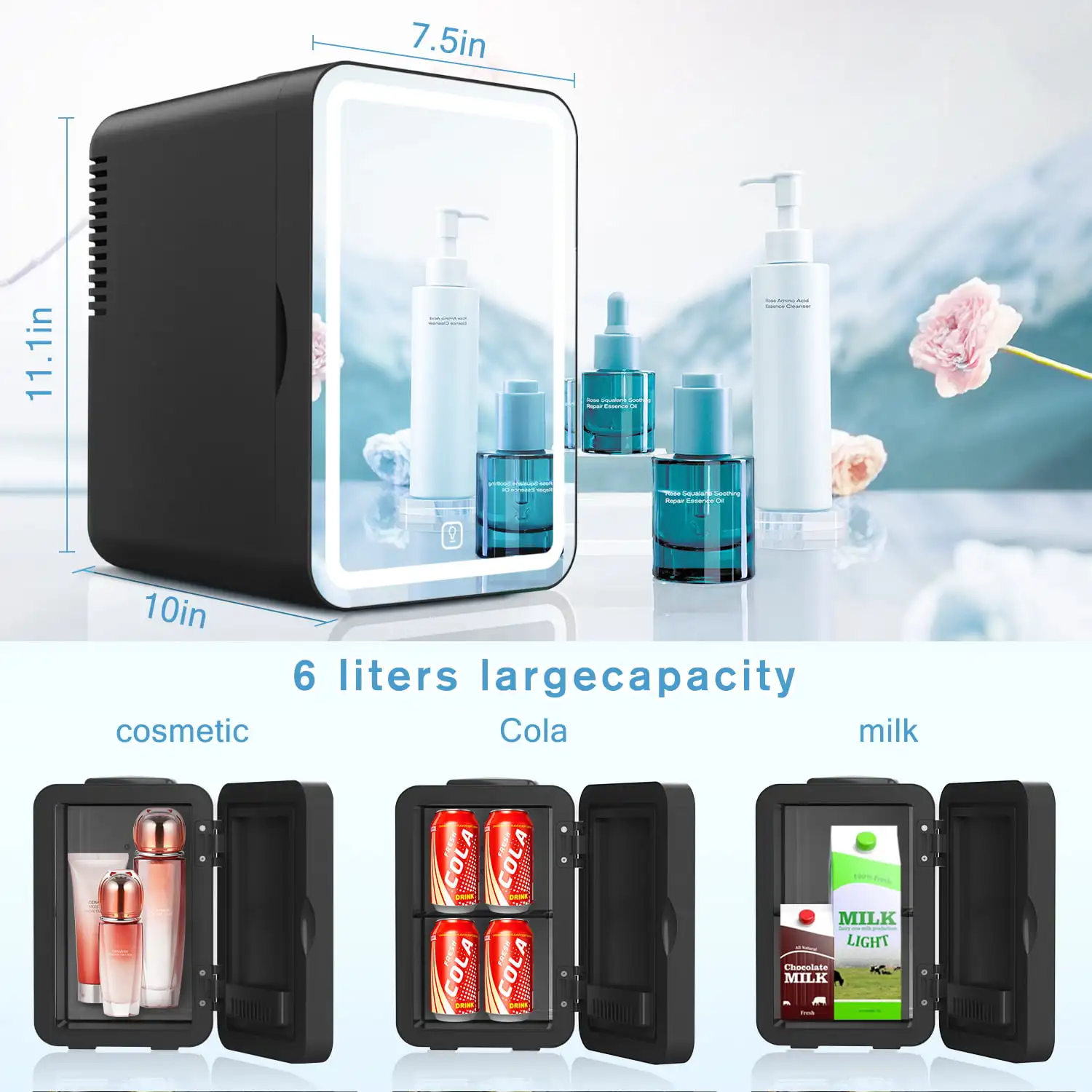 

Mini Fridge Portable Beauty Makeup Skincare Fridge 6L Compact Refrigerator for home Car Kitchen Picnic Camping