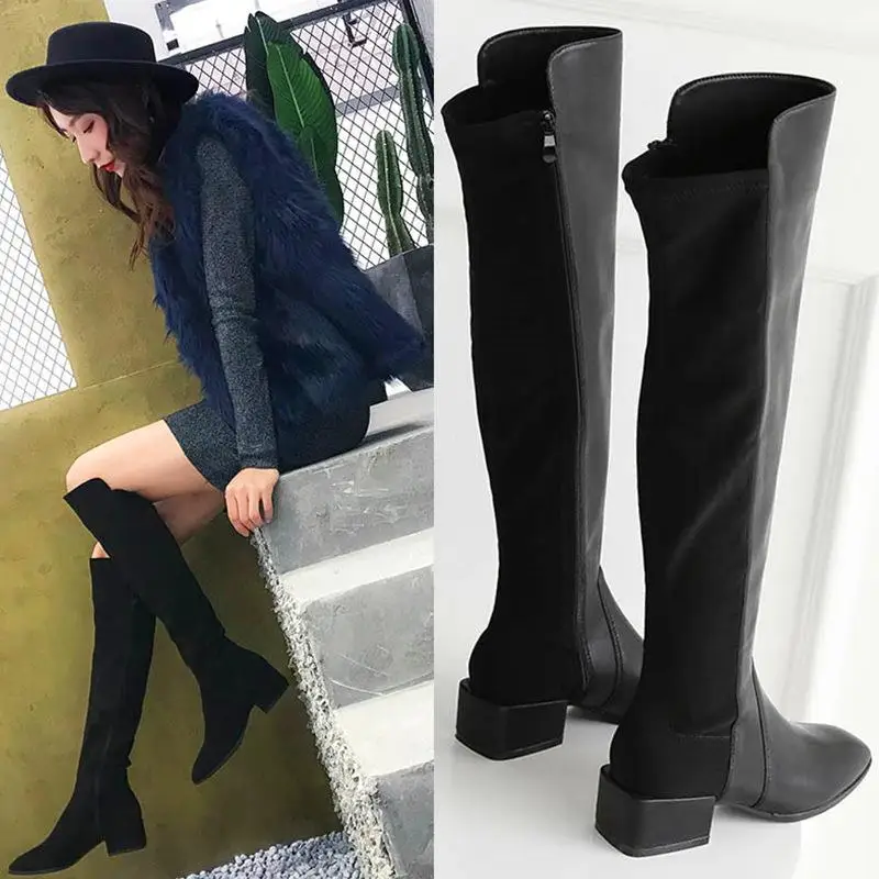 

Dropshipping Over-the-knee Boots Women's Autumn and Winter Thick Heel Stretch Boots High-heeled Boots