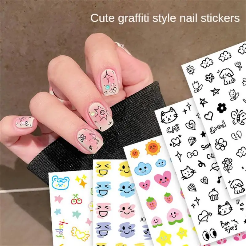 

1PC Heart Love Design 3D Nail Sticker English Letter Stickers Face Pattern Trasnfer Sliders Valentine's Day Nail Art Decoration
