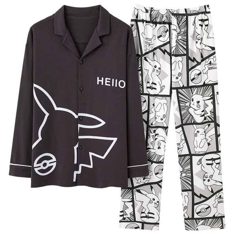 Long Sleeved Pijama for Men Autumn Home Clothes Cotton Anime Pajamas Set ONE PIECE Printed Japan Nightwear Cardigan Party Pyjama
