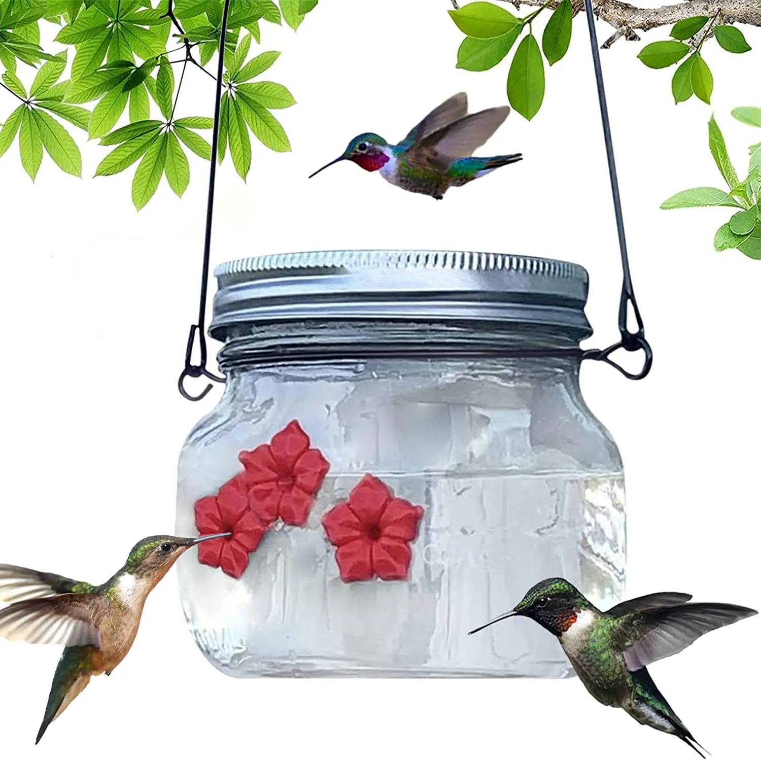 

Hummingbird Feeder for Outdoor Garden Decorations Hanging Dishwasher Safer Humming Bird Feeder Clear Reservoir