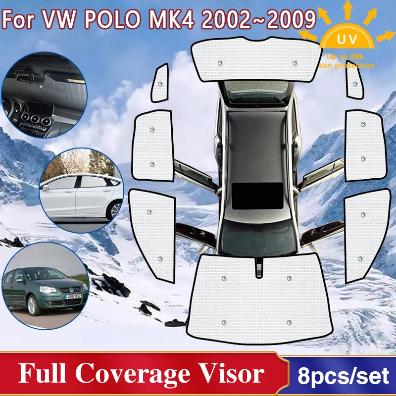 

Car Window Full Cover Sunshades For VW Volkswagen POLO 9N 6R Mk2 2002~2009 Auto Windshield Shaby Visor Car Accessories 2004 2005