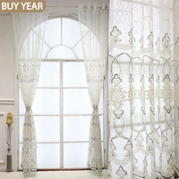 floor embroidered curtains for living dining room bedroom european luxury fashion minimalist modern light screens tulle curtains