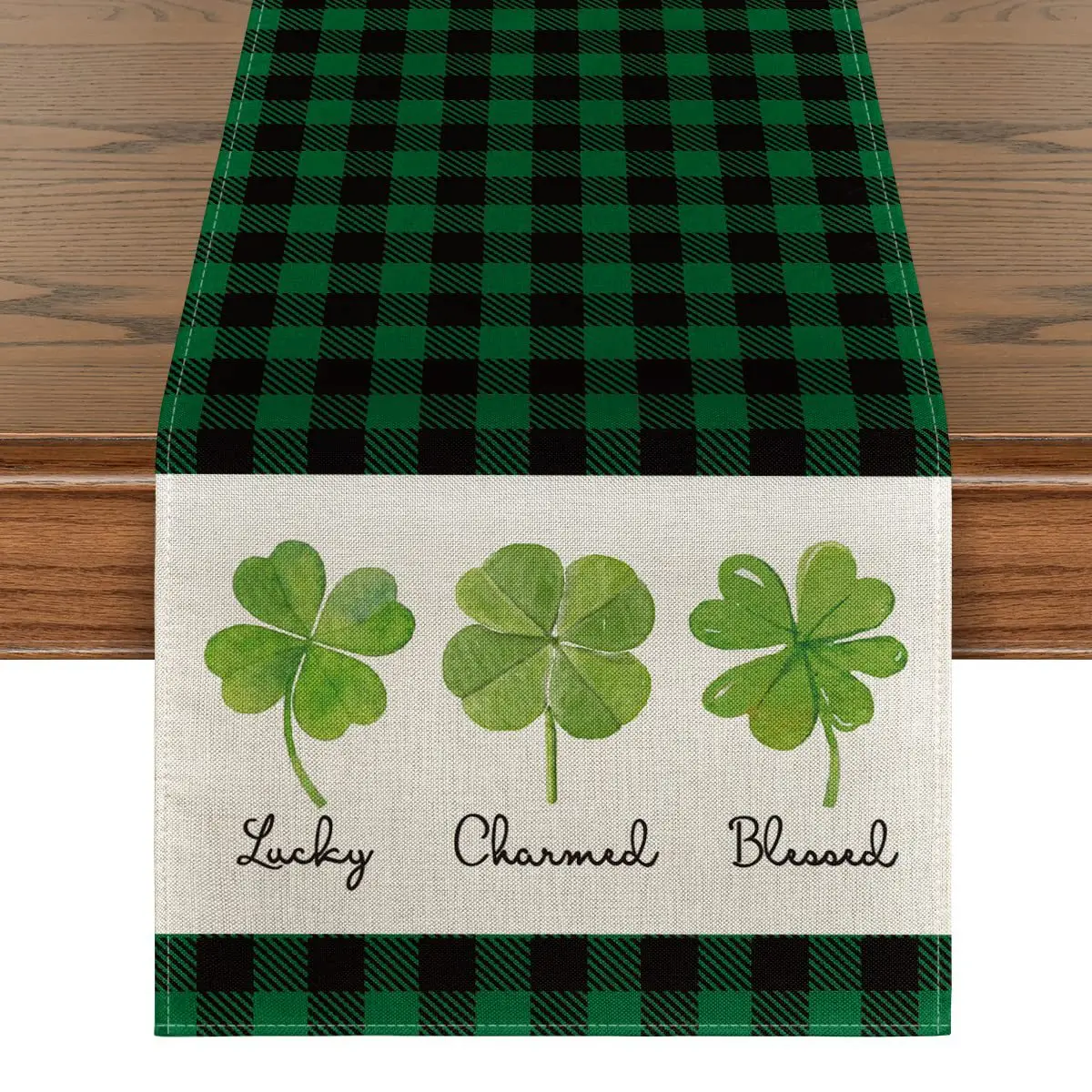 

Льняная настольная дорожка на День Св. Патрика, деревенский Весенний Зеленый Настольный Декор на удачу для ирландского фестиваля