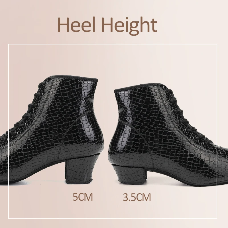 Women's Latin Dance Shoes Smooth Dancing Ballroom Tango Shoes Stone Pattern Suede Rubber Sole Waltz Dance Boots Dropshipping