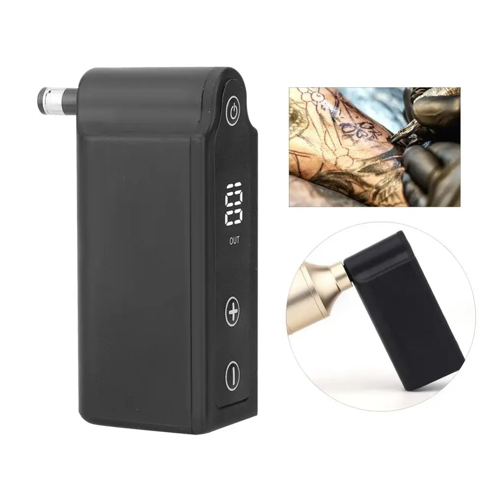 

Black ABS Portable Wireless Motor Tattoo Machine Power Supply LED Display Tattoo Pen Supply Flow Connection Power DC Interfaces