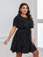 casual street for summer women sexy party polka dots dresses plus size women clothing short sleeve fashion o neck mini dress