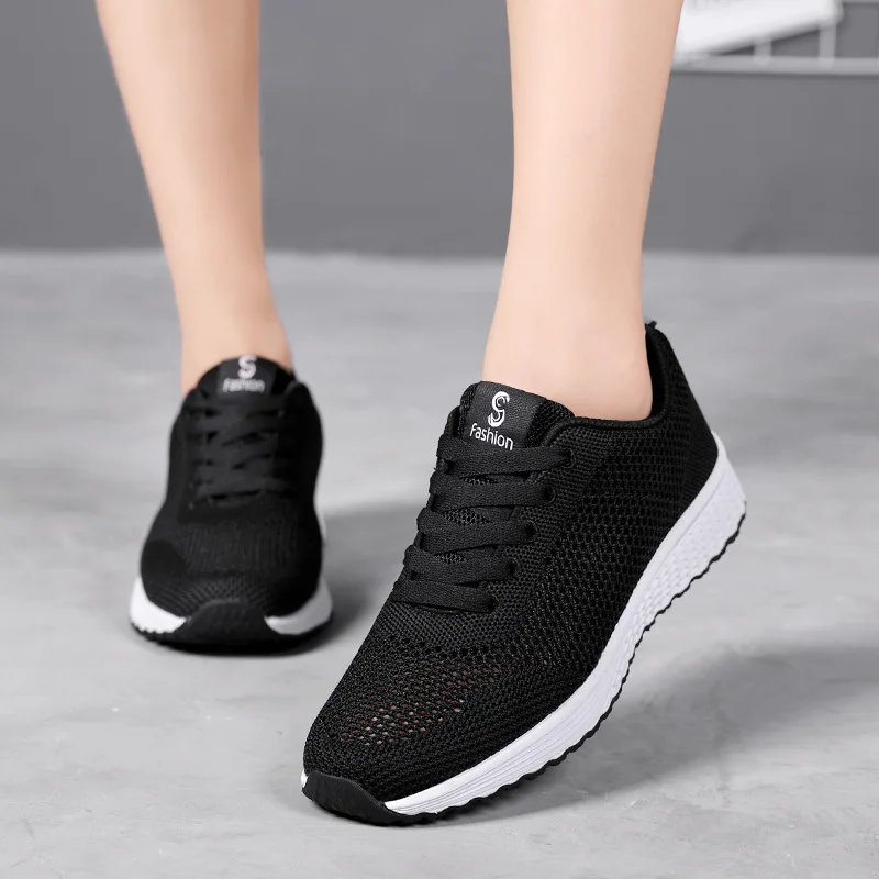 

Women Sneakers 2022 Flat Shoes for Women Fashion Casual Trainers Breathable Mesh Ladies Flats Platform Shoes Pink White Sneakers