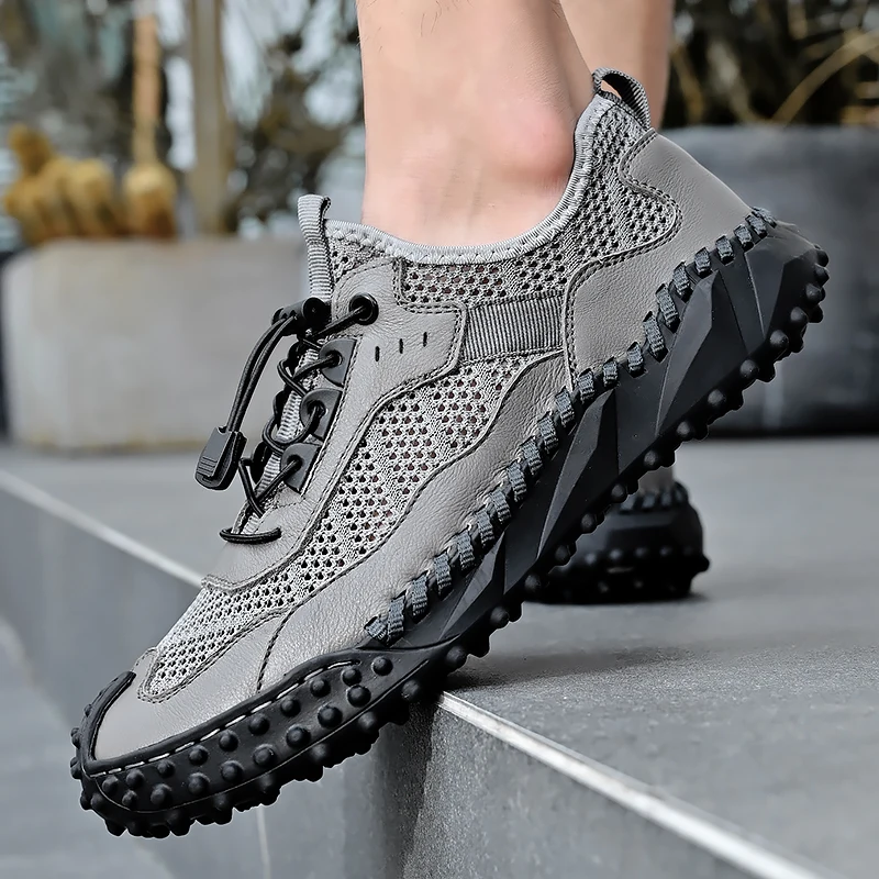 Men's Summer Hollow Breathable Golf Shoes Outdoor Grass Walking Sneakers Men's Golf Sneakers Men's Business Casual Shoes