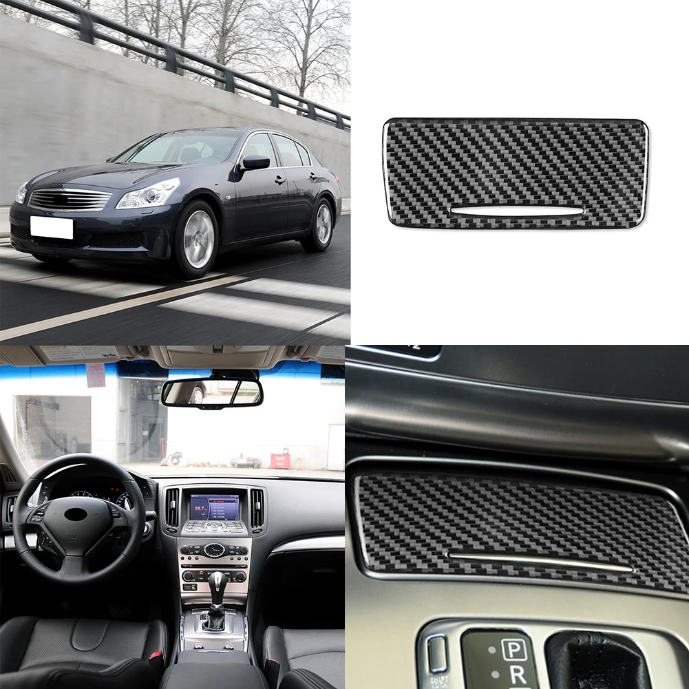 

Наклейка на центральную консоль для Infiniti G37 2007-2009, 1 шт., черные автомобильные аксессуары, 100% абсолютно новые из углеродного волокна