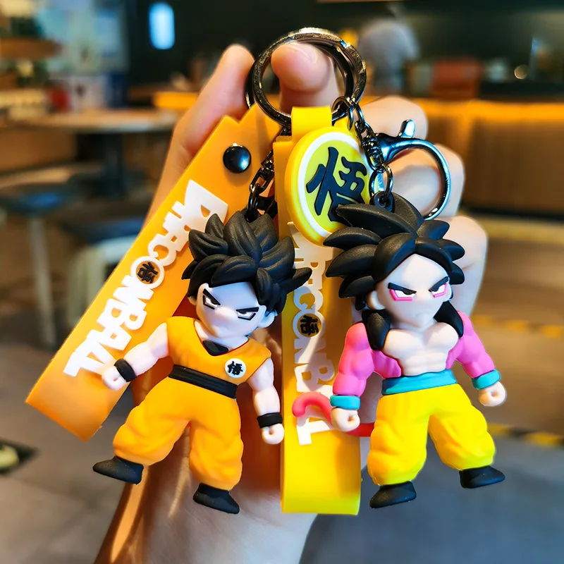 

Cartoon Anime Dragon Ball Keychain Figure Trunks Son Goku Silicone Doll School Keychain Pendant Car Keyring Kid birthday Gift