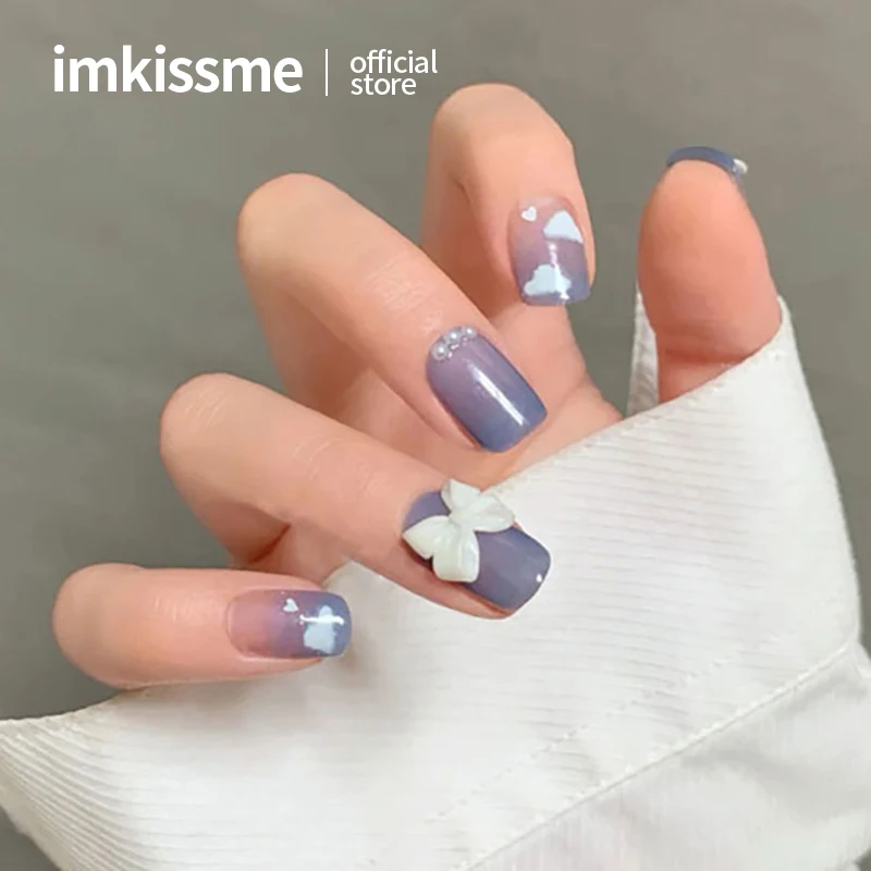 

imkissme 24Pcs Fake Nails Press On Nail Art Long Tips False For Extension With Glue Stick Stickers Set Design Acrylic Artificial