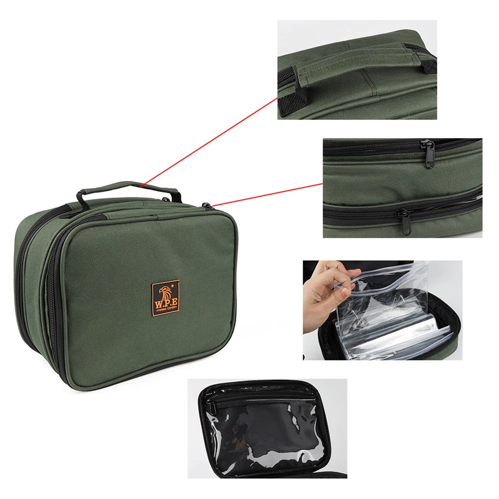 

Fishing Tackle Bag Reel Lure Storage Carrying Case Handbag Reel Bags With Handle Fishing Bag Multifunctional Fishing Kit Storage