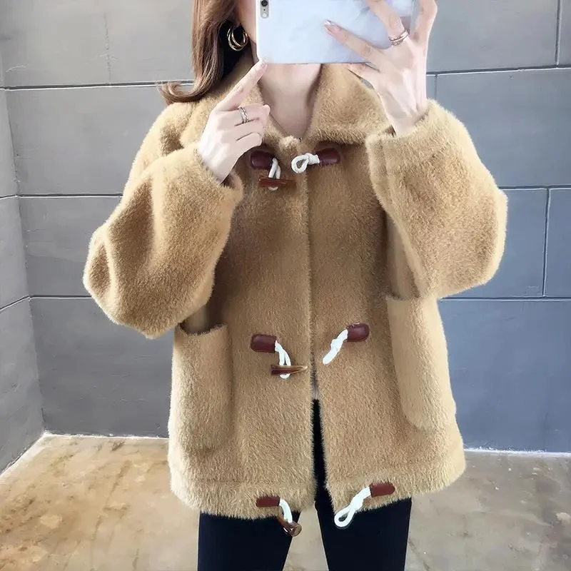 Женский топ из норкового меха свободное трикотажное пальто в Корейском стиле