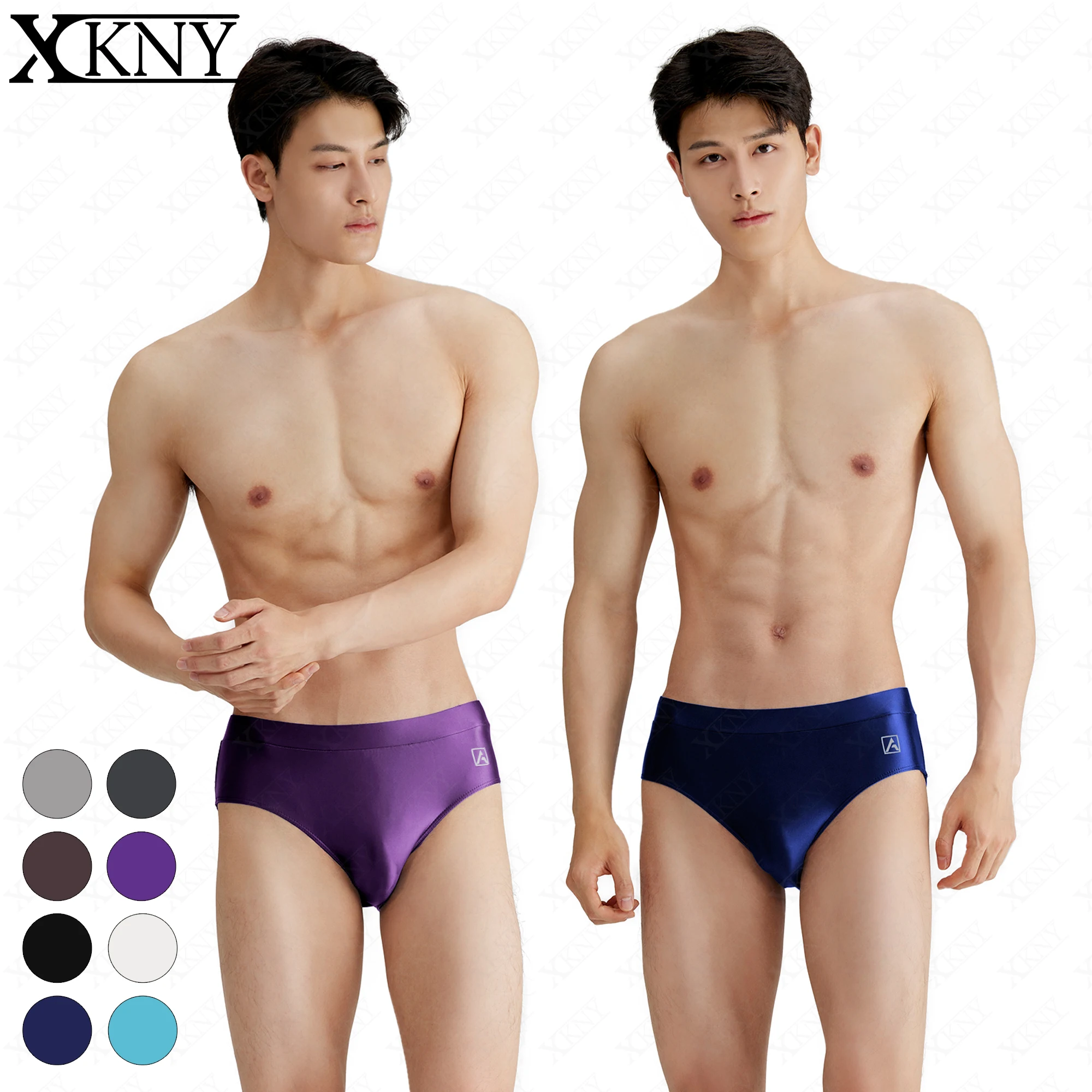 XCKNY satin glossy men underpants oily shiny solid color shiny breathable sports briefs Silk High elasticity briefs