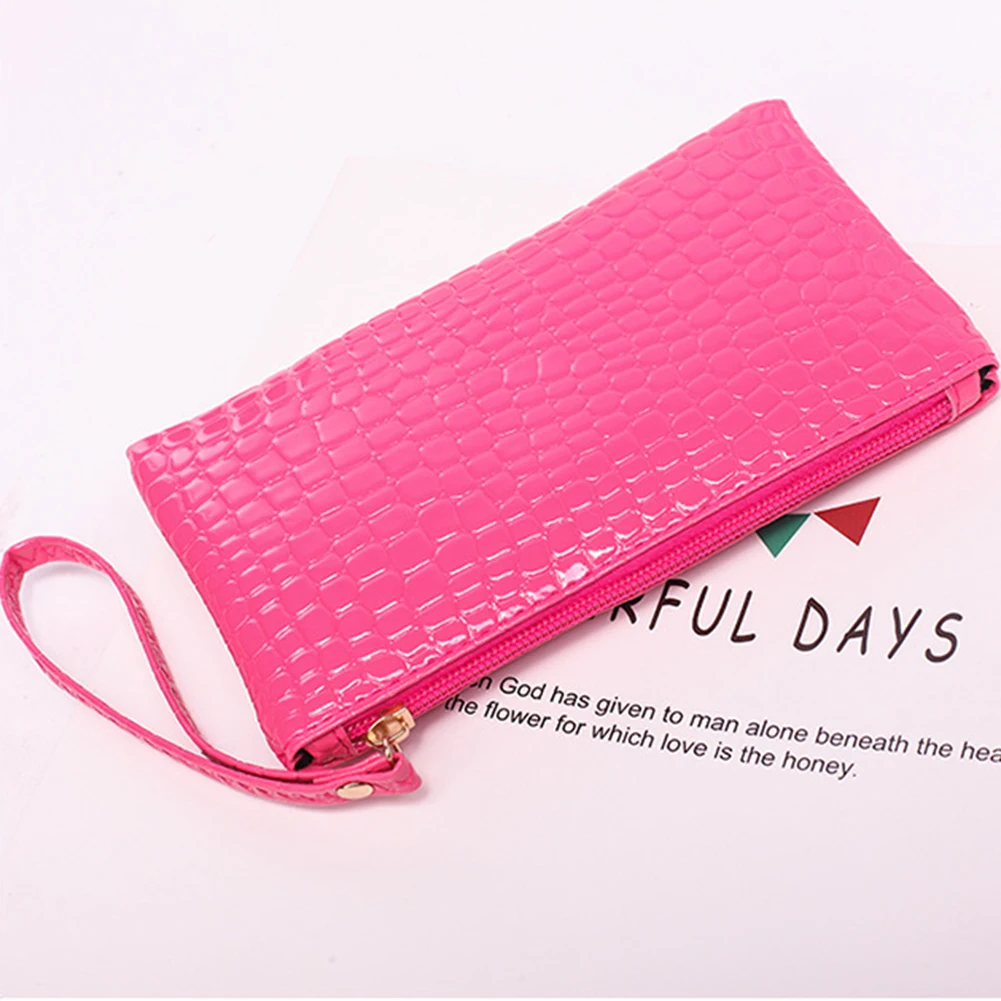 Women PU Clutch Long Casual Wallet Litchi Grain Coin Purse Female Bag Wrist Bags Zipper Phone Pocket Credit Card Holder