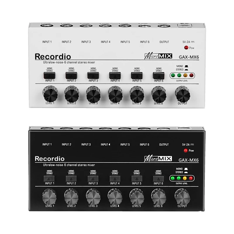 

L21D Ultra Low-Noise 6-Channel Line Mixer Mini Mixer Audio USB Powered Mixer for Electronic Instruments, Mobile Phones