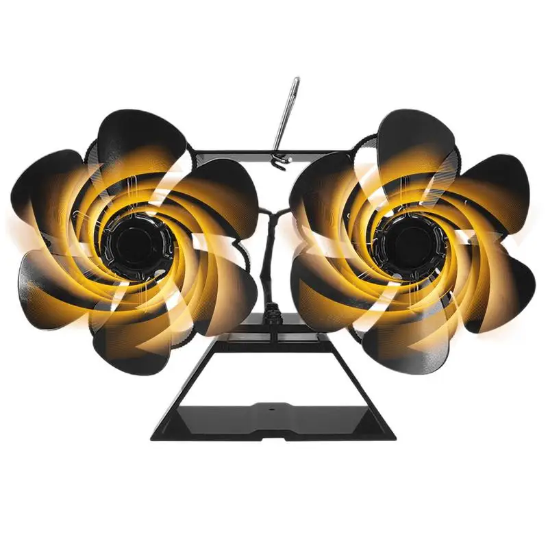 

Wood Stove Fan 12 Blades Heat Powered Wood Stove Fan With Induction Thermometer Hanging Standing Thermodynamic Wood Stove Blower