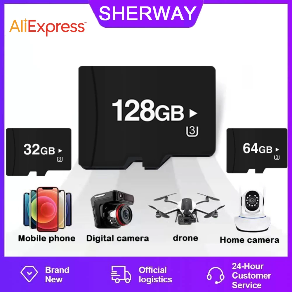 

Sherway Electronic Universal Memory Card Drone/Digital Camera/Camera Monitoring Memory 128GB Recorder TF High Speed Reading