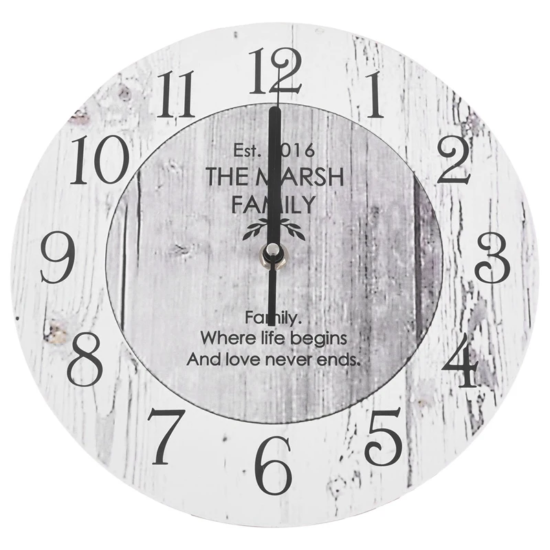 

Vintage Wall Clock Wooden Quartz Clock Shabby Chic Large Wooden Kitchen Wall Clock New Home Decor