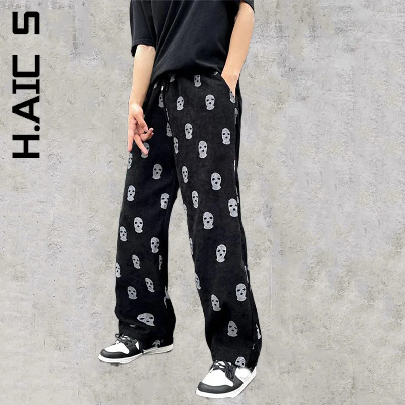 

H.Aic S Pants Fashion Women Trousers Skull Full Print Preppy Style Corduroy Pants Women Bottoms Elegant Long Female Women Pants