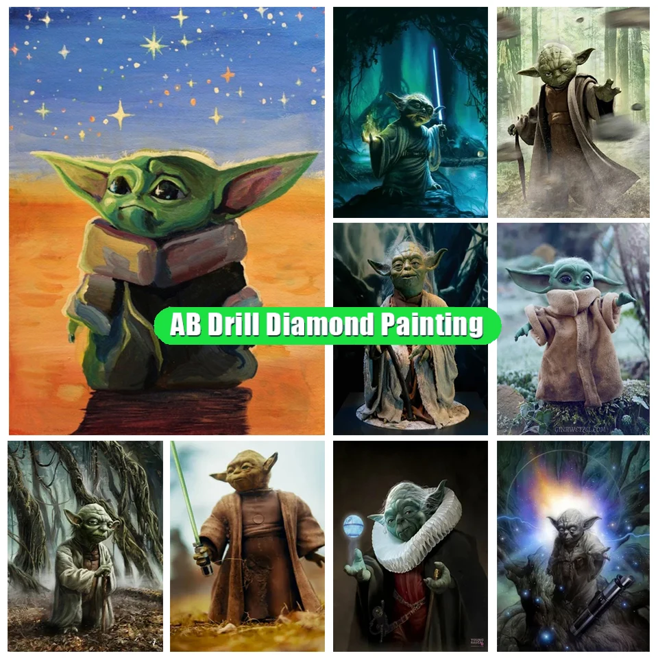 

Алмазная живопись Disney 5D Ab квадратная круглая Фирменная алмазная живопись Набор алмазной вышивки Yoda Высококачественная алмазная живопись р...