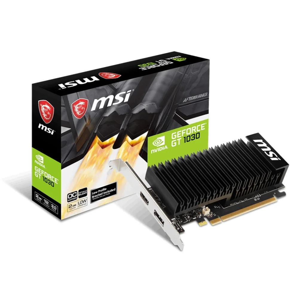 Видеокарта MSI NVIDIA GeForce GT1030 2GHD4 LP OC 2 Гб DDR4 64 бит, отдельный настольный компьютер, игровая видеокарта высокой четкости