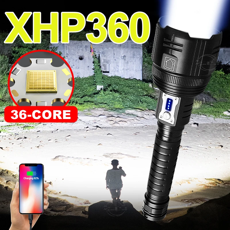

Супер XHP360 светодиодный фонарик USB аккумуляторная мощная тактическая вспышка масштабируемый охотничий фонарь водостойкая ручная лампа