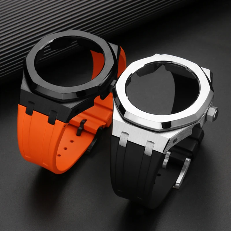 

Ремешок 4rd модифицированный для Casio GA2100 GA2110 Gen4, резиновый металлический браслет с рамкой из нержавеющей стали третьего поколения, аксессуар...