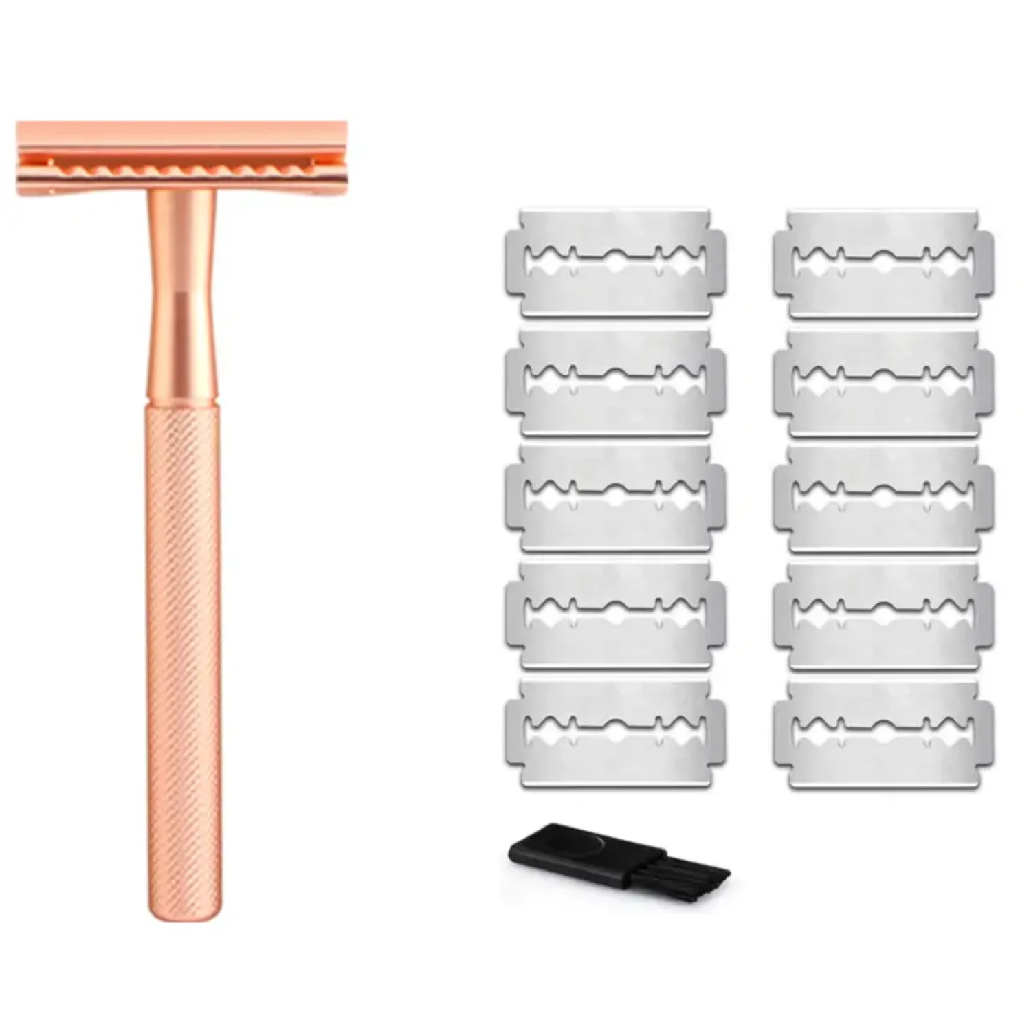 Metal Safety Razor for Men and Women - Superior Quality Reusable Shaving with 10 Blades Eco-Friendly Design Smooth an