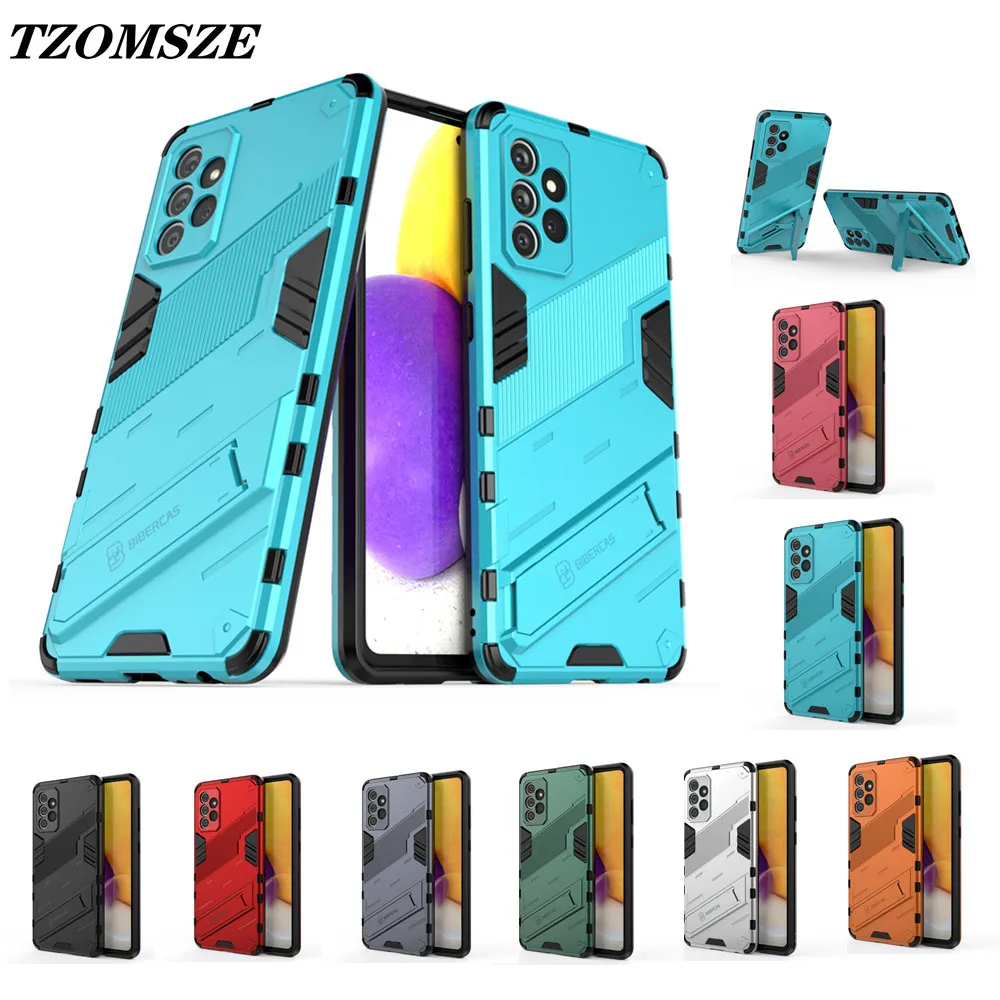 

Luxury Armor Phone Case for Galaxy A73 A53 A33 A23 A13 A22 A82 A72 A52 F52 A12 A32 4G Coque Shockproof Hidden Bracket Back Cover