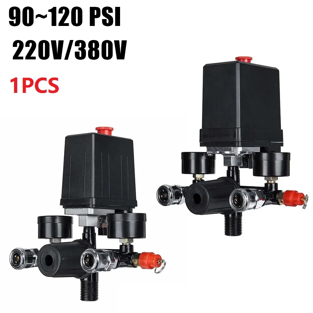 

220V/380V Air Compressor Pressure Pump Switch Control Manifold Relief Regulator 90-120psi Gauge Control Valve Pneumatic Parts