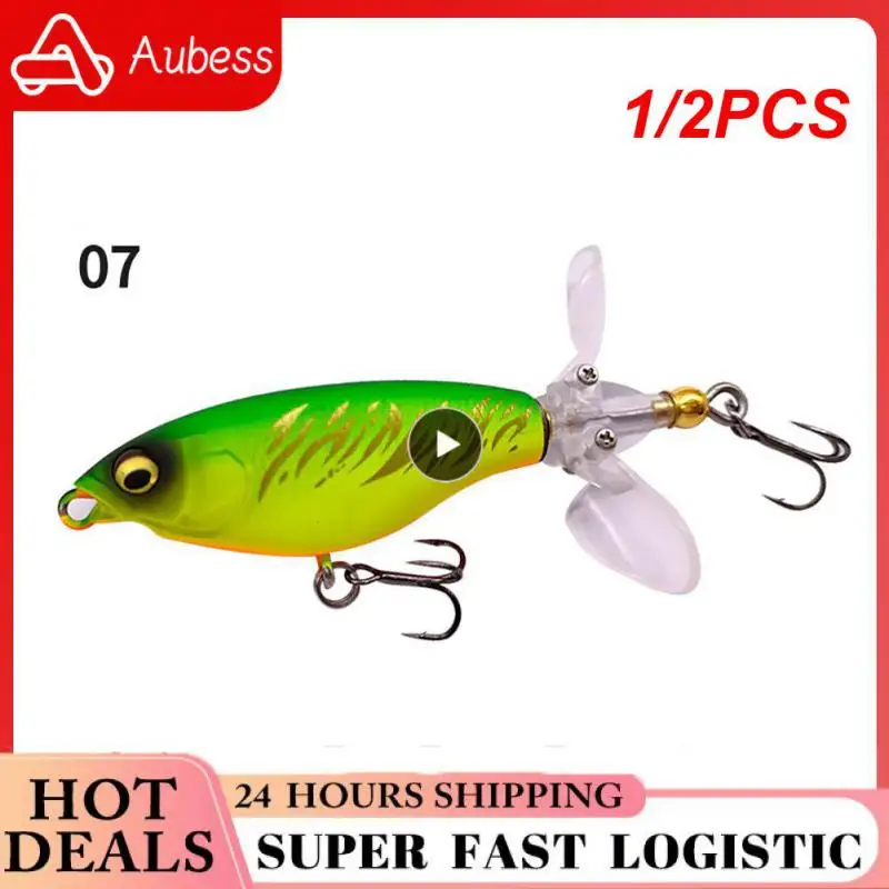 

1/2PCS 80mm 16g Fishing Floating Topwater Double Propeller Soft Spinning Tail Hard Lures Artificial Bait Wobblers Surface Tackle