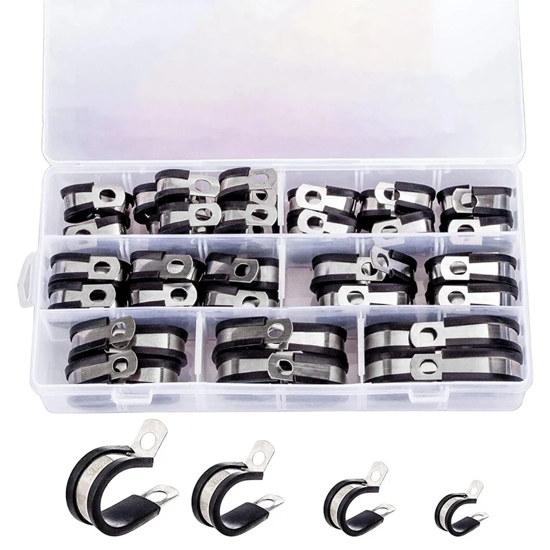 

304 Stainless Steel Cable Clamp Rubber Pads, Pipe Clamps Are Used For Wiring, Wiring, Tubing, And Cords.