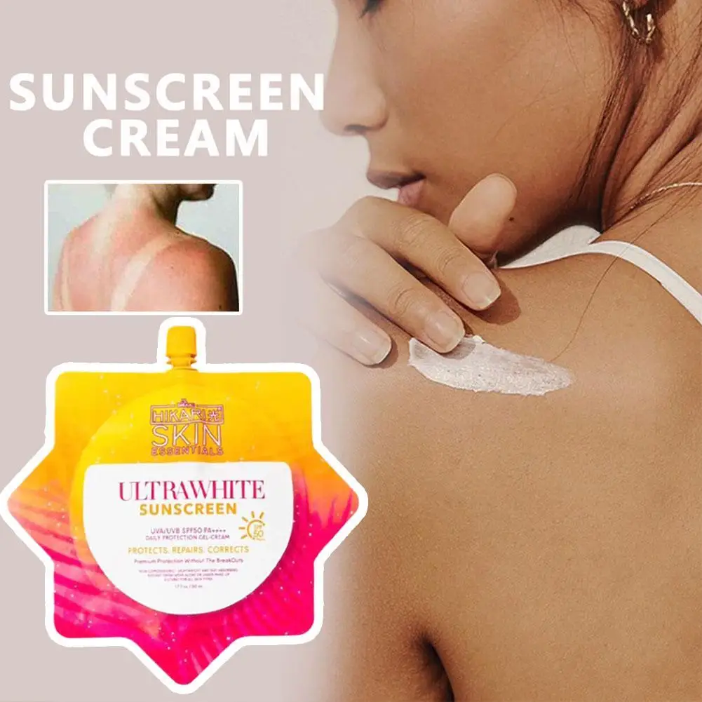 Фото 50 мл ультрабелый солнцезащитный крем SPF50 PA+++ легкая защита от ультрафиолета без белой среды, осветляющий для любой кожи, солнцезащитный крем №1