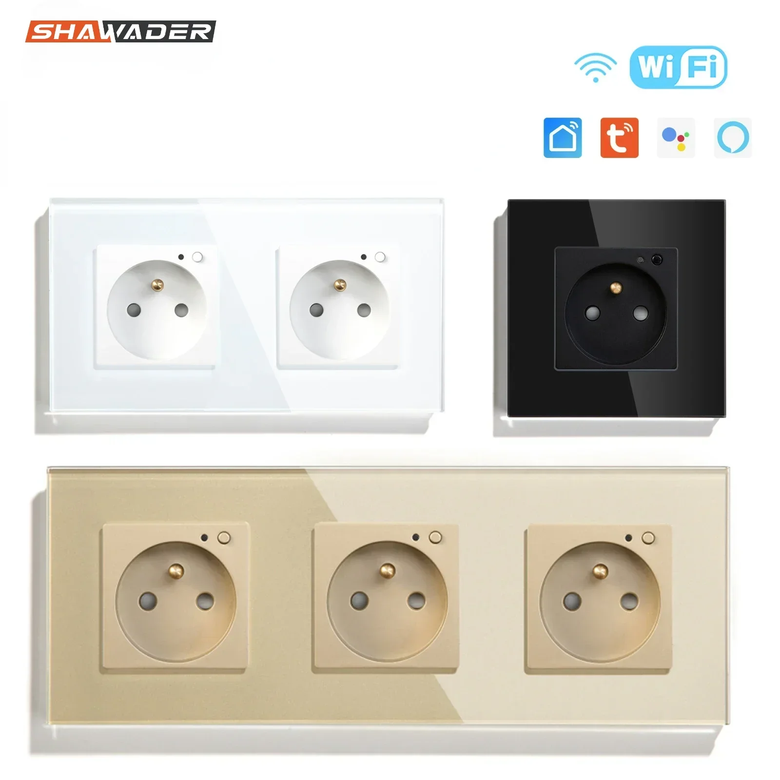 Настенные розетки Shawader Wi-Fi Франция умная панель из хрустального стекла