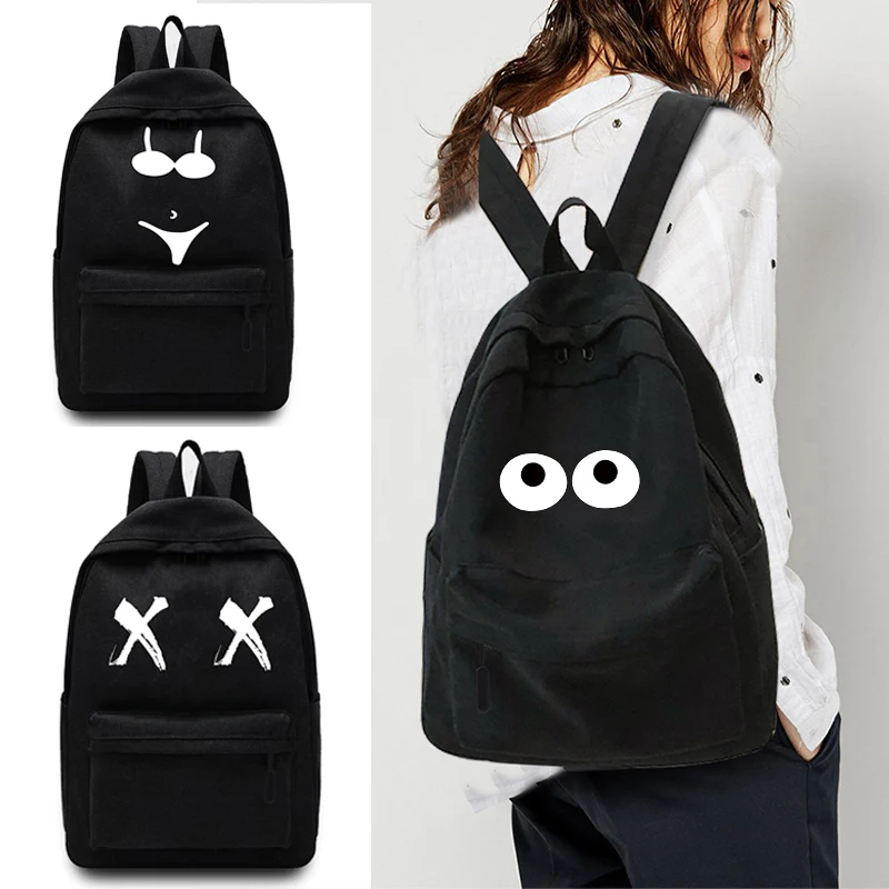 

2022 Casual Travel Backpack Student School Bag Large Capacity Laptop Bag Canvas Chest Print Zipper Unisex Organizer Shoulder Bag