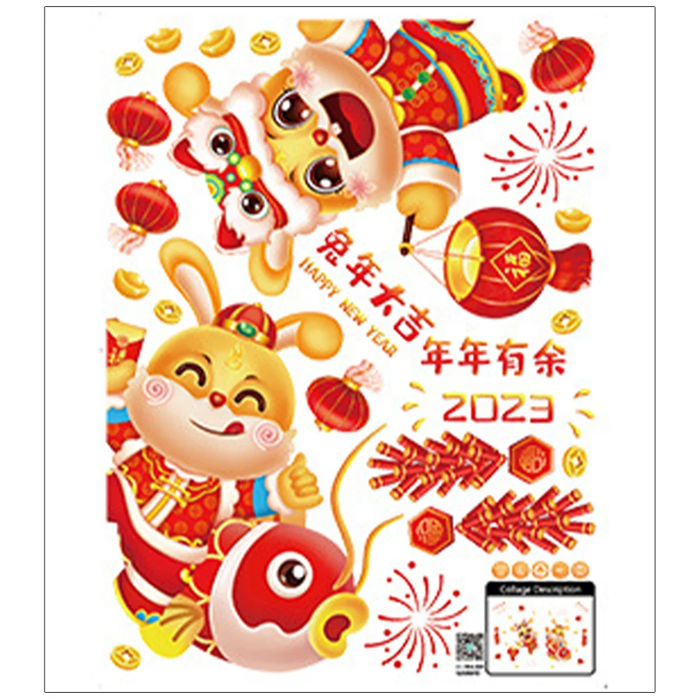 

Chinese Year Window New Sticker Stickers Decoration Fu Easter Bunny Spring Festival Rabbit The Character Couplets Party Red