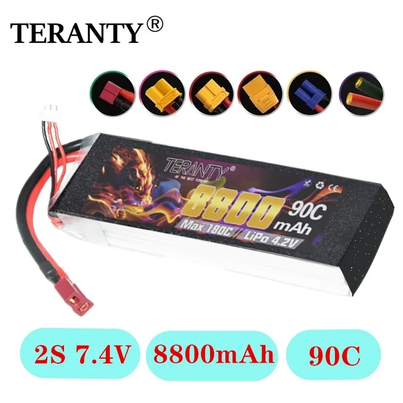 

Original TERANTY 2S 7.4V 8800mAh 90C/180C Lipo Battery For UAV RC Helicopter FPV Car Boat Airplane Parts With XT60/T Plug