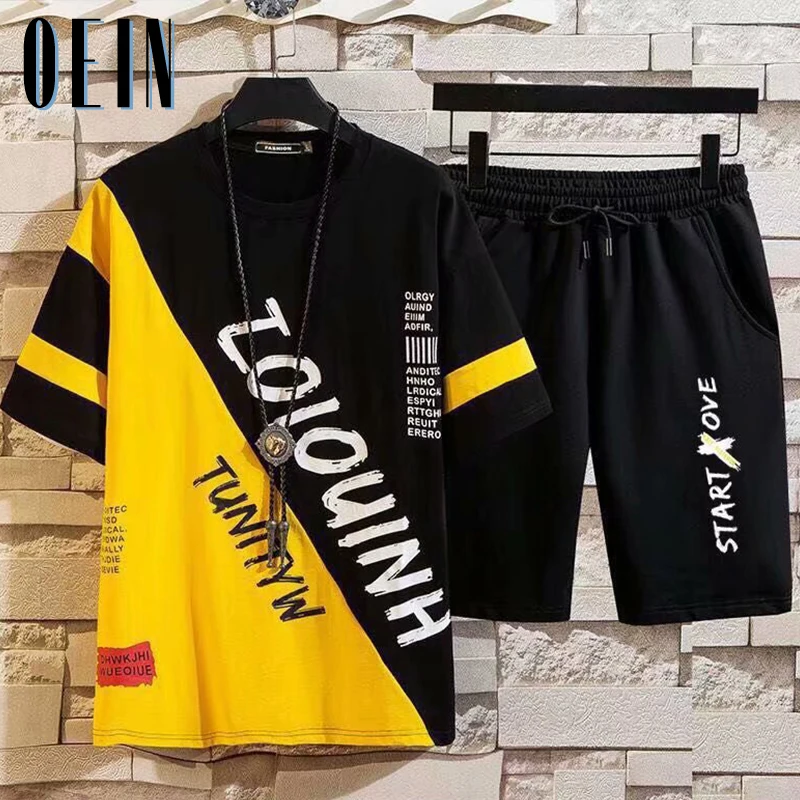 

Футболка мужская с коротким рукавом, уличный стиль, повседневный спортивный комплект из 2 предметов, стиль хип-хоп, лето 2022