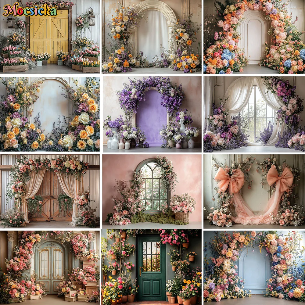 Фон для фотосъемки арка с цветом из хлопка и полиэстера Mocsicka