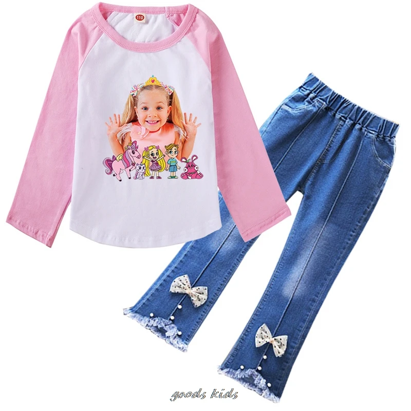 Комплект одежды для девочек Повседневная Длинная футболка и штаны