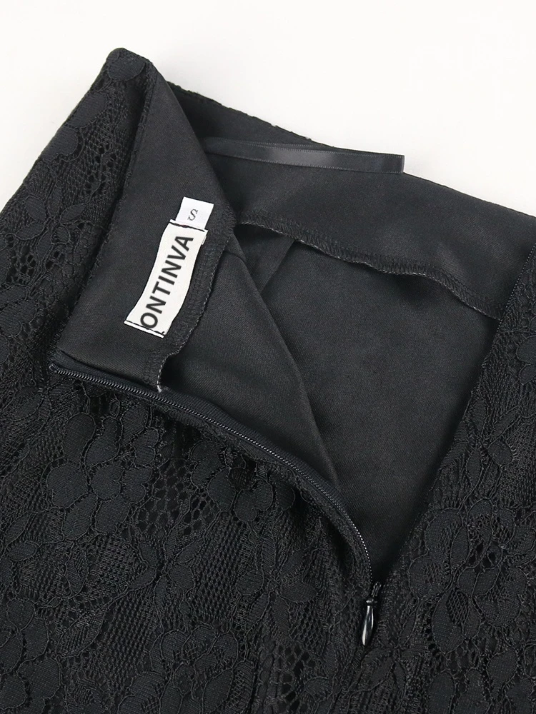 Black Lace Skirts Plus Size 3XL 4XL High Waist Women Ruffles Evening Birthday Cocktail Party Outfits for Ladies 2022 Summer New