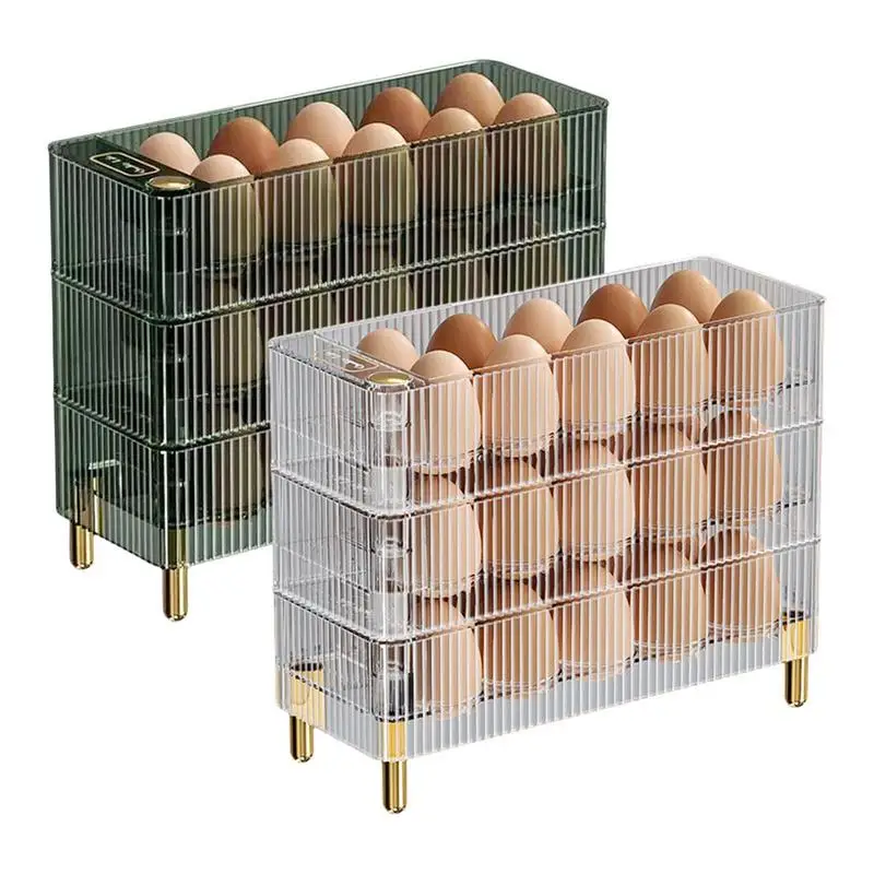 

Держатель для яиц для холодильника, Штабелируемый трехуровневый контейнер для хранения, органайзер, кухонный холодильник, бытовая стойка для хранения