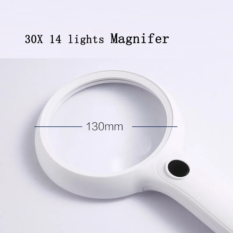 

30X Oversized Magnifying Glass with LED Lights High Magnification Children Students Science Elderly Reading Magnifier Identity