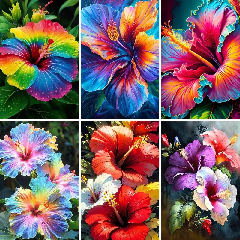 5D DIY алмазная живопись цветение растения гибискус мозаика горный хрусталь алмаз